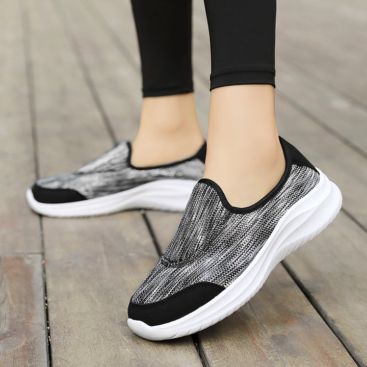 Damen nan eleganter Schlupfsneaker mit elastischen Zierbändern, atmungsaktiver Strickkonstruktion und gedämpfter Komfortlaufsohle Drune