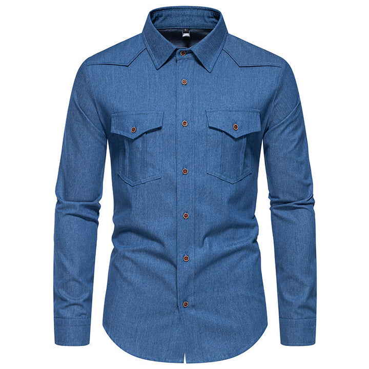 Herren Jeanshemd mit Western‑Yoke, aufgesetzten Brusttaschen und schmaler Casual‑Passform Drune