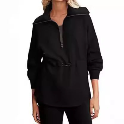 Damen lässiger Kapuzenpullover mit praktischer Kordelzugverstellung Drune