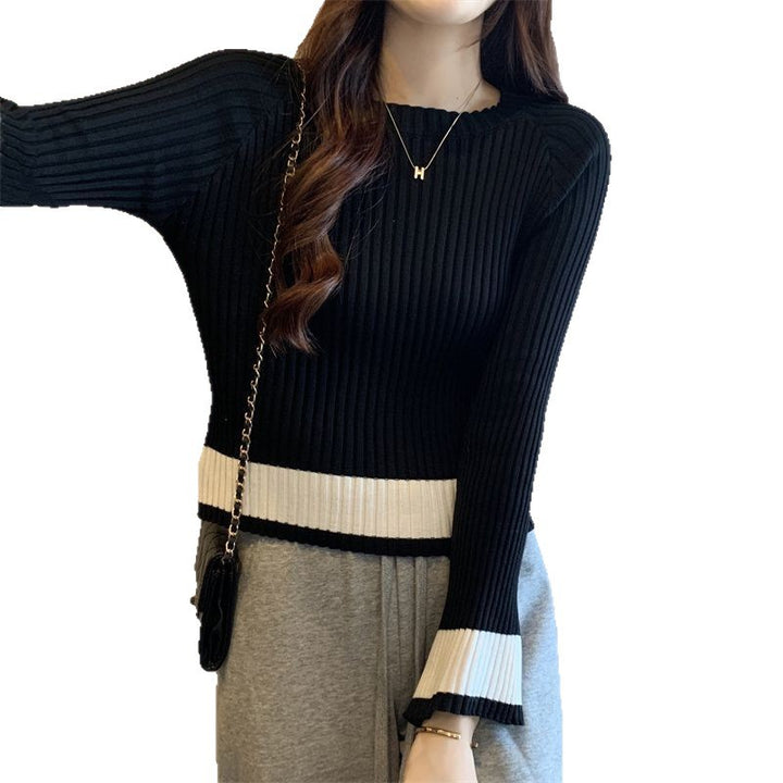 Damen modischer Rippstrickpullover mit lässigem Schnitt Drune