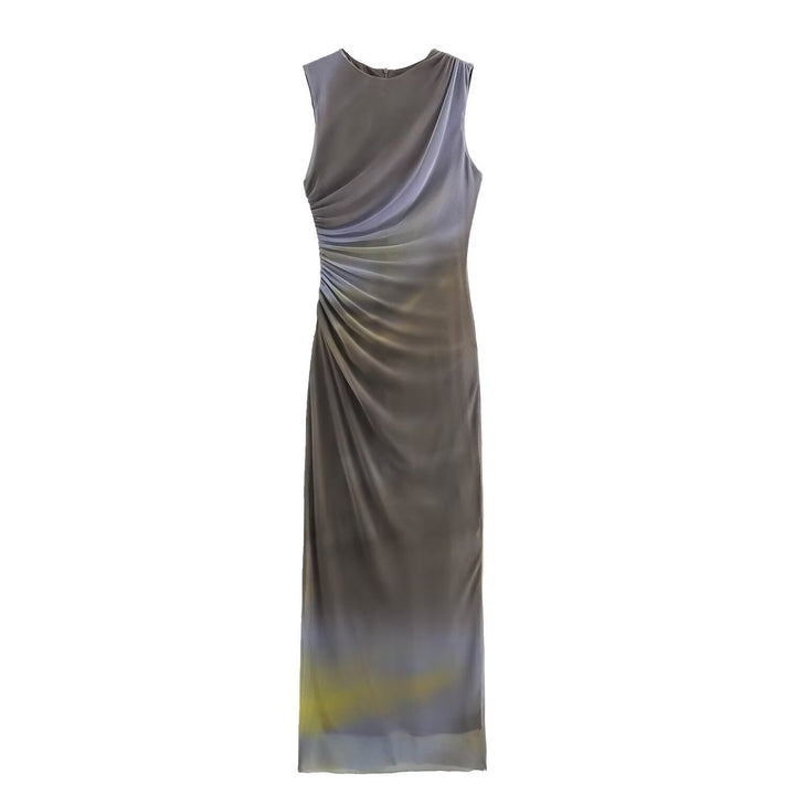 Damen elegantes Maxikleid mit raffinierten Drapierungen Drune
