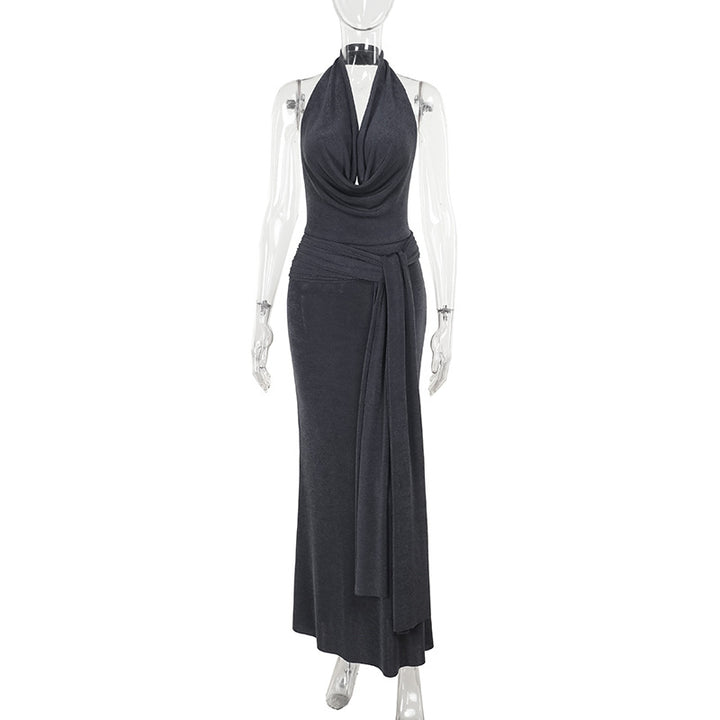 Damen elegantes Wickelkleid mit tiefem V-Ausschnitt und fließendem Schnitt Drune