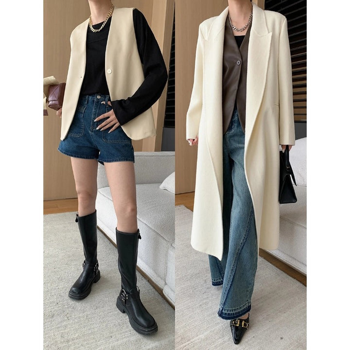 Damen elegante Weste aus veganem Leder mit schickem Schnitt Drune