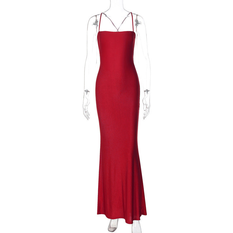 Damen Maxi-Kleid mit schmalem Trägerdesign und fließendem Schnitt Drune