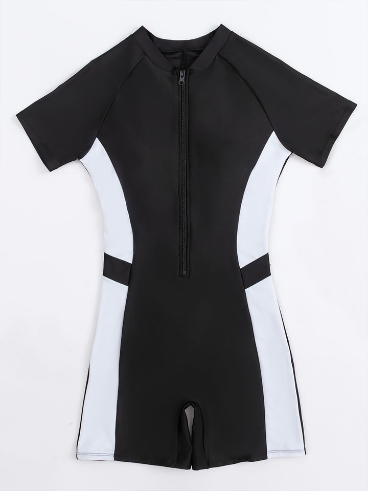 Damen Sportlicher Kurzarm-Neoprenanzug mit durchgehendem Reißverschluss Drune