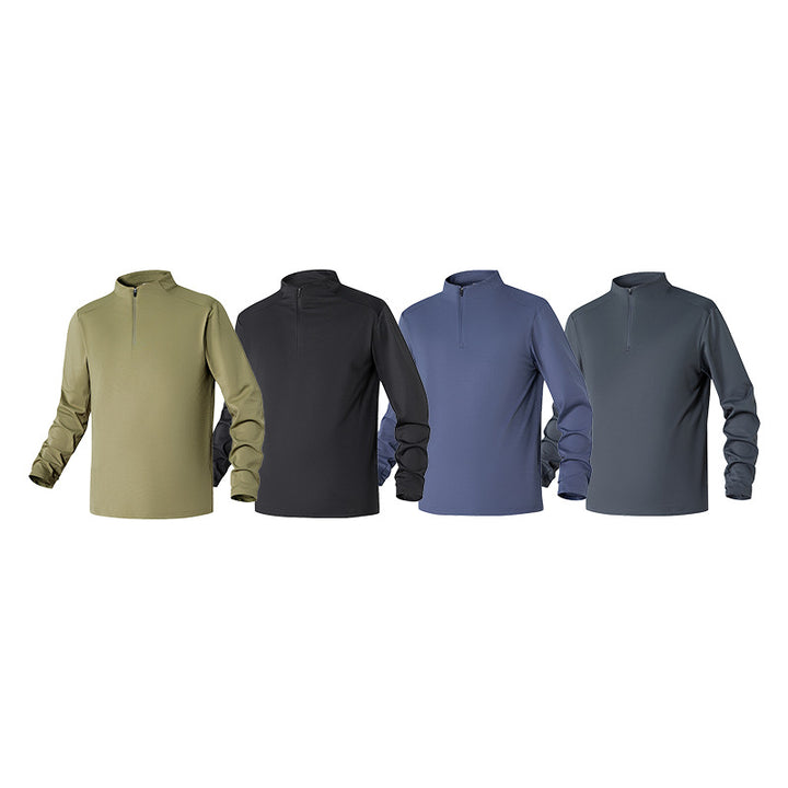 Herren Atmungsaktives Halfzip-Funktionsshirt mit Stehkragen, Waffelstruktur und schnelltrocknender Mikrofaser Drune