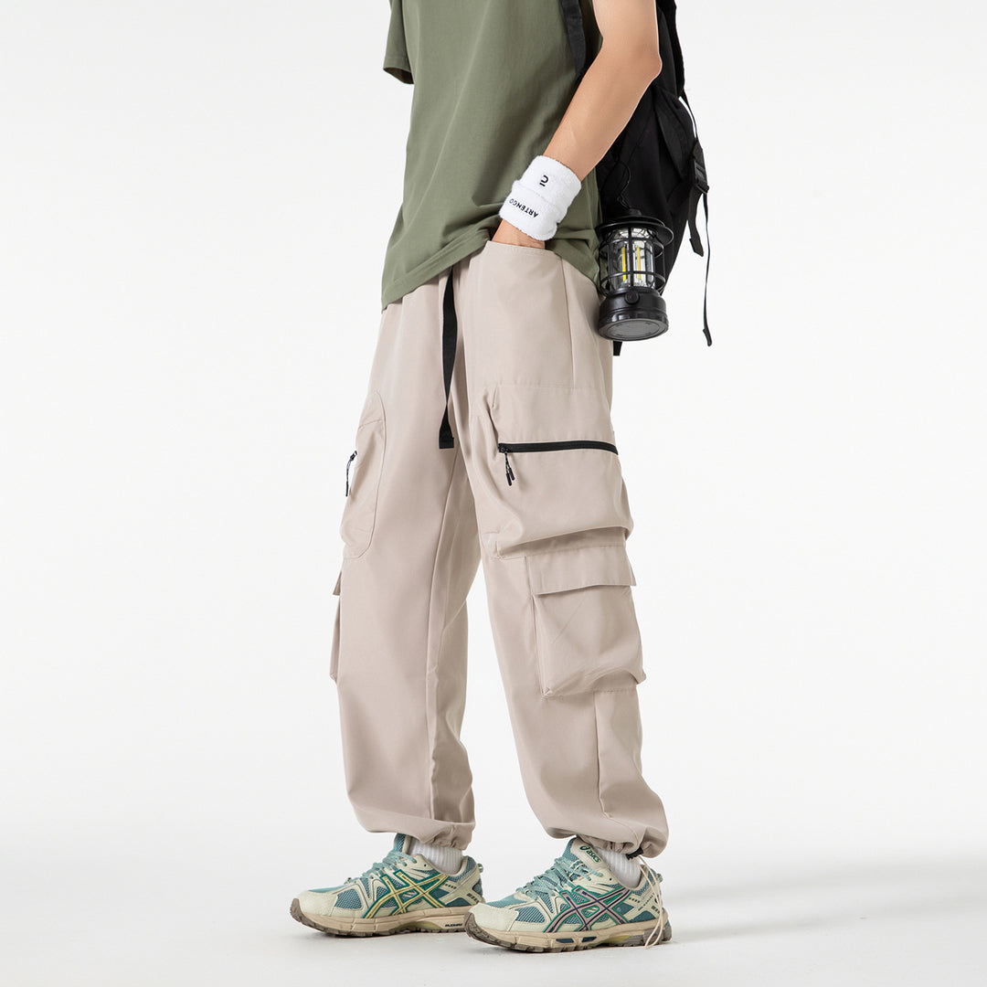 Herren Breite Cargo-Hose im Utility-Design mit elastischem Bund, integrierter Gurt und multifunktionalen Taschen Drune