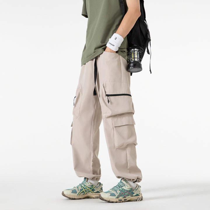Herren Breite Cargo-Hose im Utility-Design mit elastischem Bund, integrierter Gurt und multifunktionalen Taschen Drune