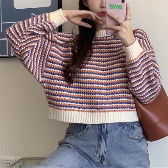 Damen modischer Strickpullover mit Wellenmuster und oversized Schnitt Drune