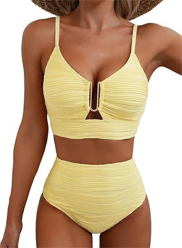 Damen Hochgeschnittener Bikini mit Raffungen Drune
