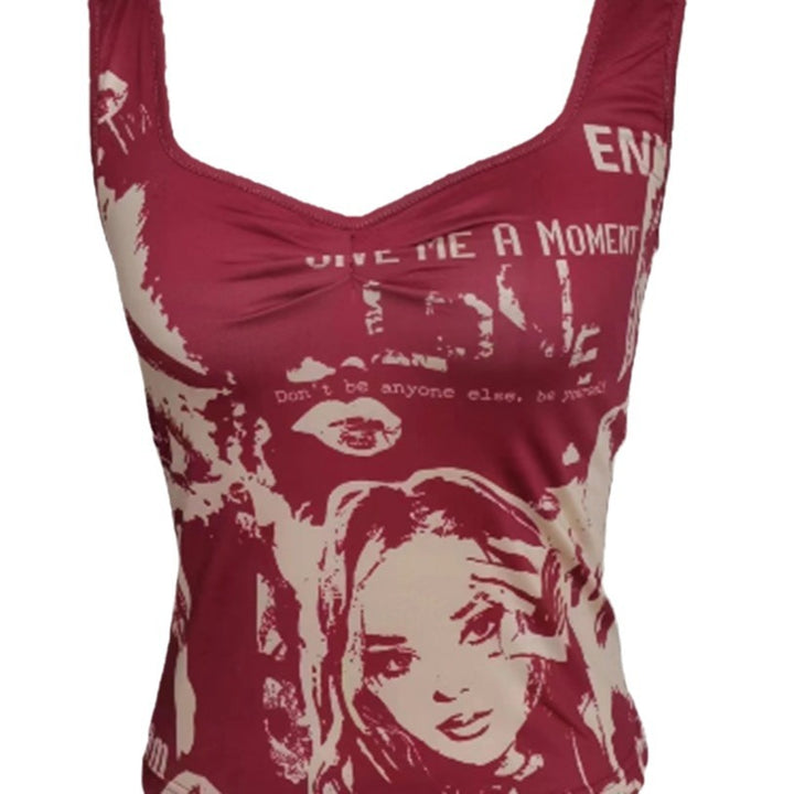 Damen Tanktop mit kreativem Print und figurbetontem Design Drune