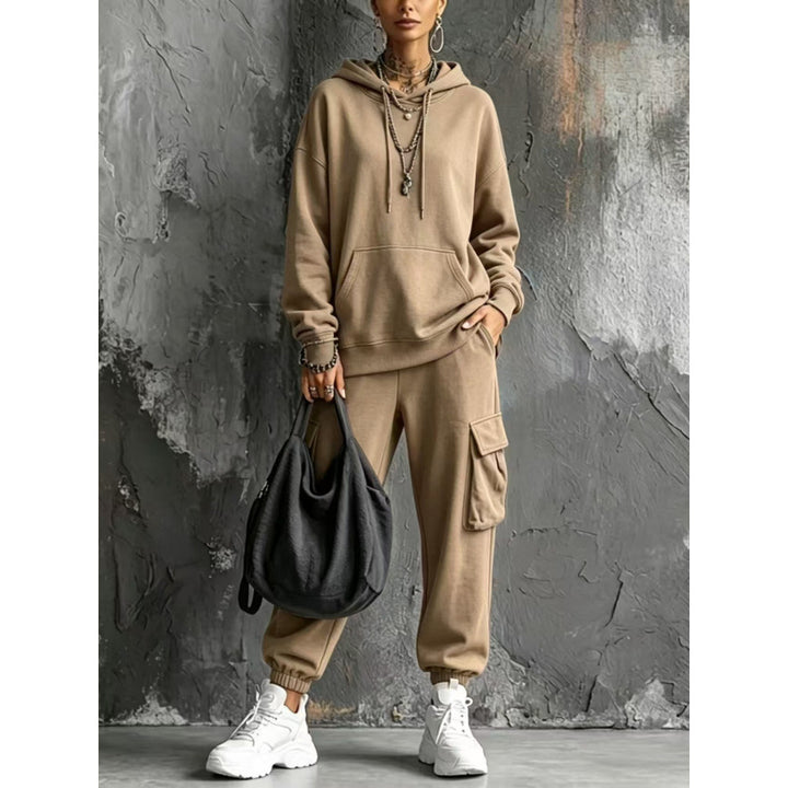 Damen Oversize Hoodie- und Cargo-Jogger-Set aus French Terry Drune