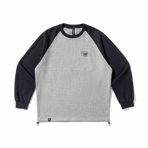 Unisex Raglan‑Sweatshirt mit Thermowaffelstruktur, Kordelzugsaum und dezenter Bruststickerei Drune