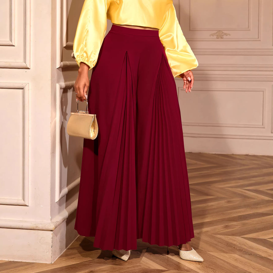 Damen Plisseehose mit hohem Bund und elegantem Faltenwurf Drune