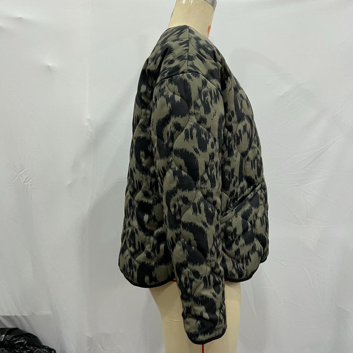 Damen nan gesteppte Ikat-Print Steppjacke mit Rundhalsausschnitt, kontrastpaspel und aufgesetzten Taschen Drune