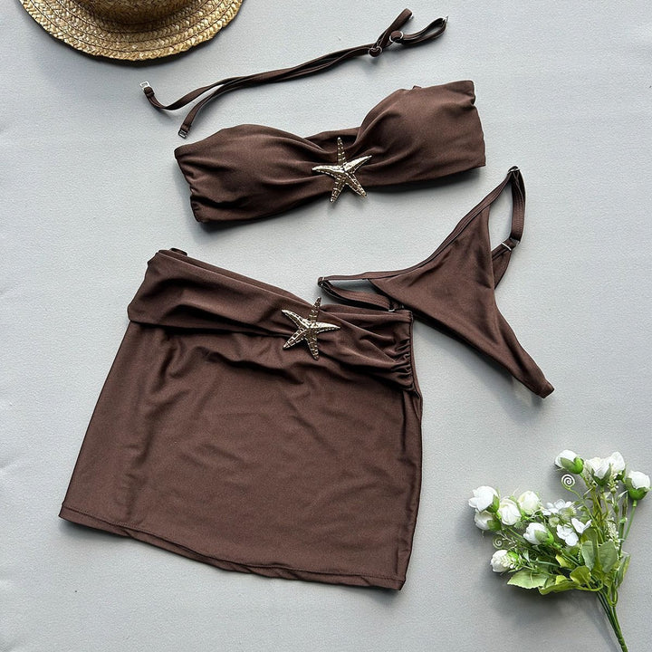 Damen Bikini-Set mit Röckchen und schimmerndem Muschel-Detail Drune