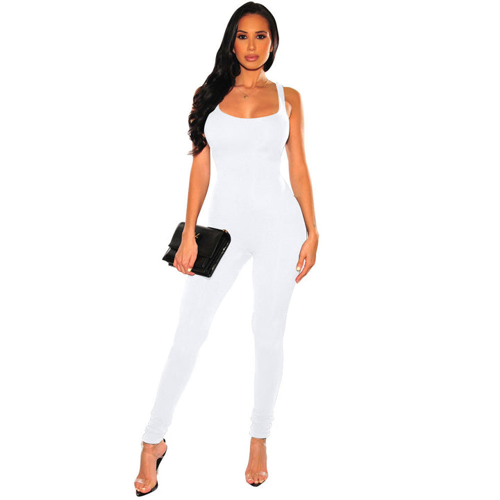 Damen taillierter Bodycon-Jumpsuit mit Spaghettiträgern Drune