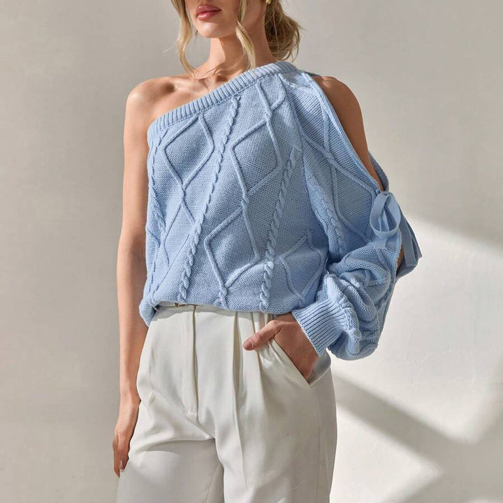 Damen Strickpullover mit asymmetrischen Cut-Out-Details und elegantem Rippdesign Drune