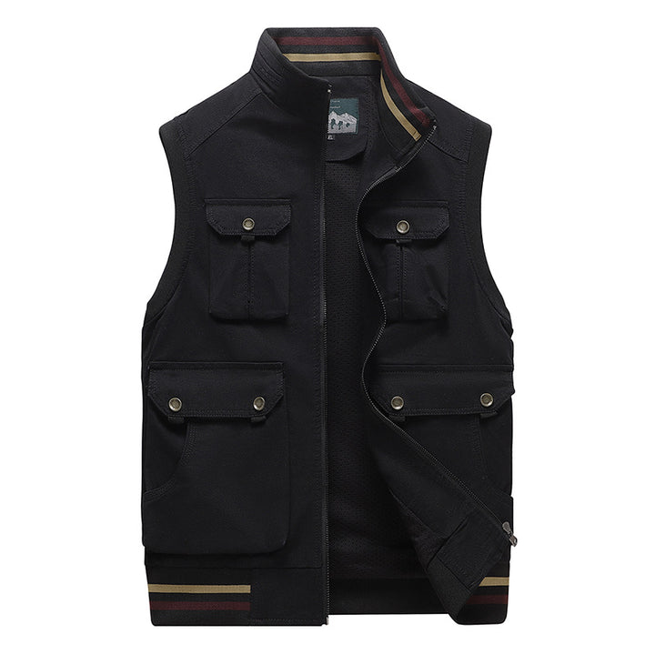 Herren Multifunktionale Outdoor-Weste mit vier Pattentaschen, Stehkragen und Mesh‑Futter Drune