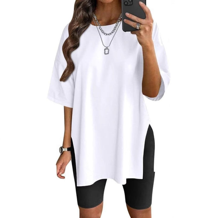 Damen Oversized T-Shirt mit Seitenschlitzen Drune