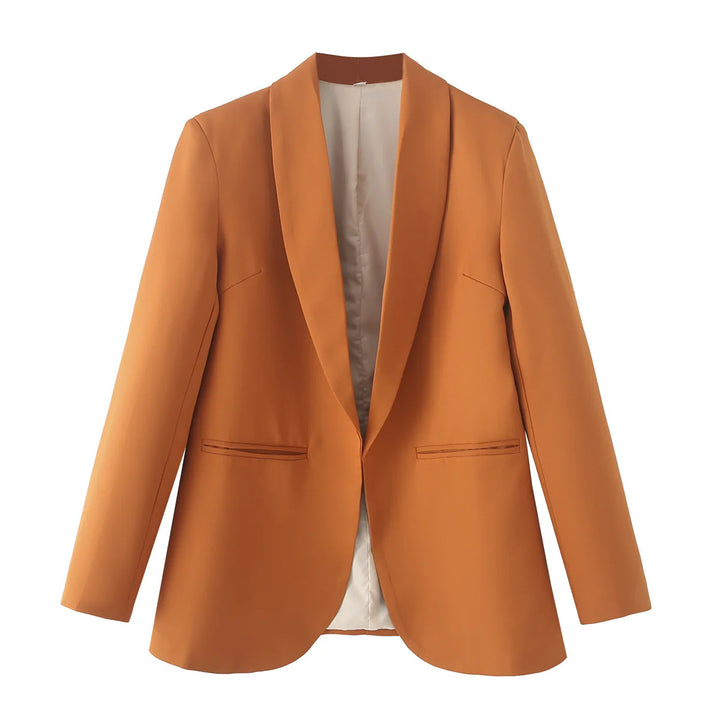 Damen nan eleganter Longblazer mit Schalkragen, unstrukturiertem Fall und paspelierten Leistentaschen Drune
