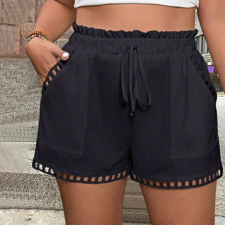 Damen Freizeit Shorts mit elastischem Bund und dekorativem Netzdetails Drune
