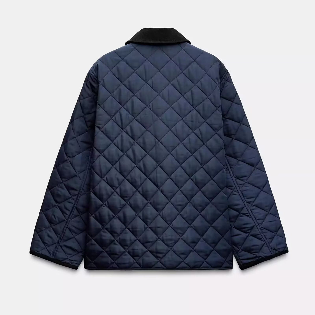 Damen Leichte gesteppte Übergangsjacke im Oversize‑Cocoon mit Cordkragen Drune