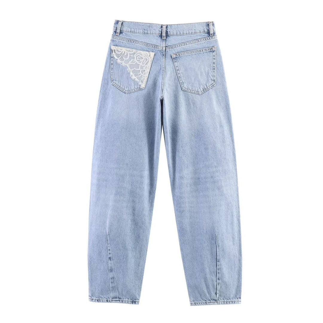 Damen Jeans-Set mit Cropped-Jeansjacke und lässiger High-Waist-Jeans Drune