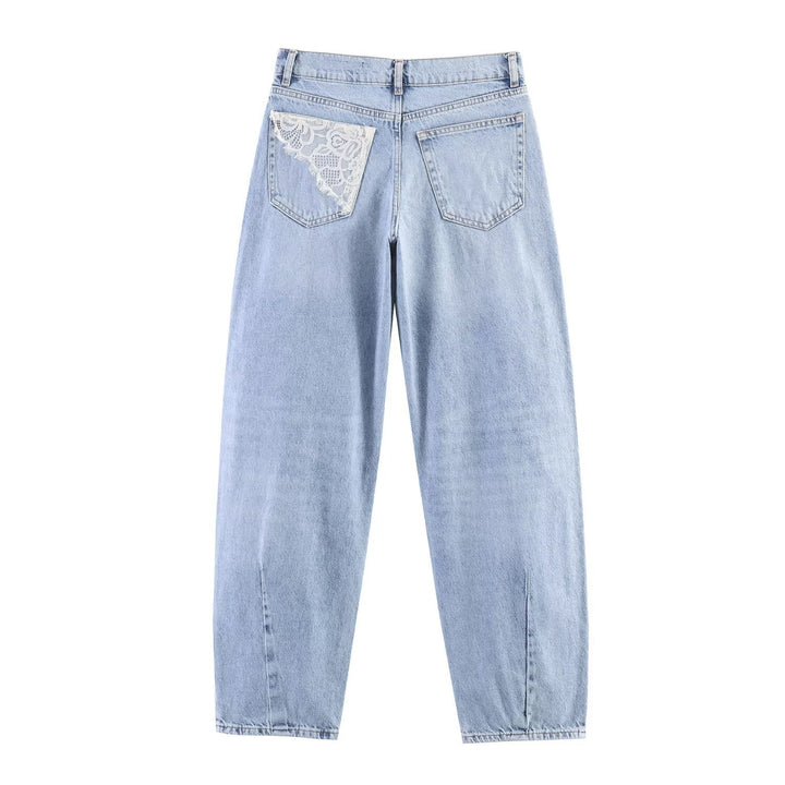 Damen Jeans-Set mit Cropped-Jeansjacke und lässiger High-Waist-Jeans Drune