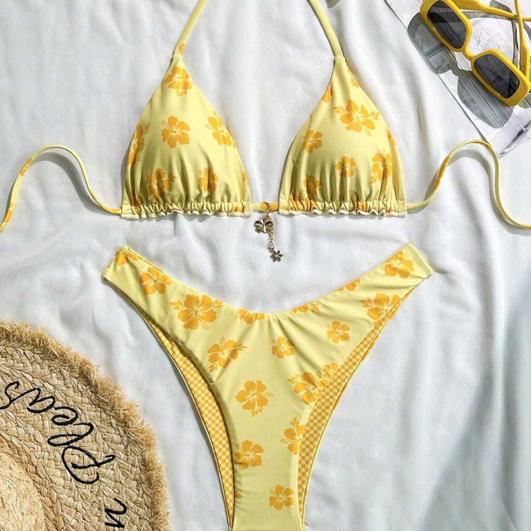 Damen Triangel-Bikini mit verspieltem Blumendesign Drune