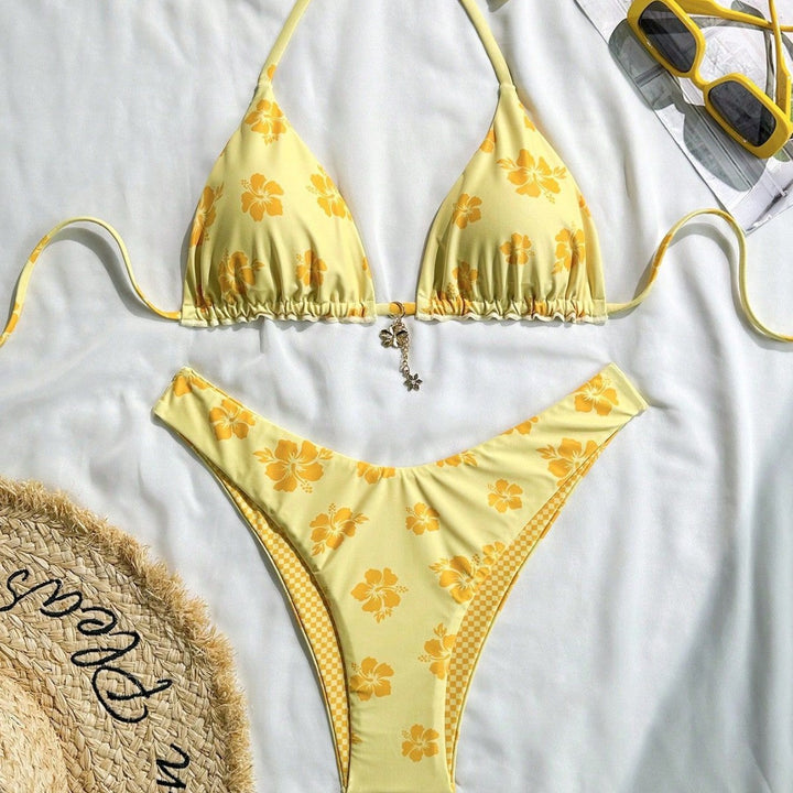 Damen Triangel-Bikini mit verspieltem Blumendesign Drune