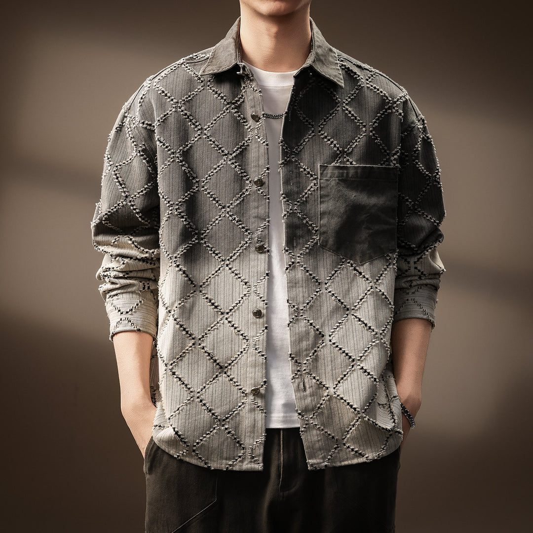 Herren Modische Hemdjacke mit gestepptem Design Drune