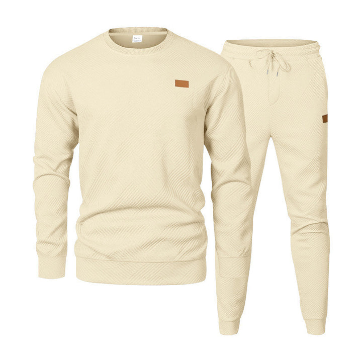 Herren Feinstrukturiertes Lounge-Set mit Rundhals-Pullover & schmaler Jogginghose Drune
