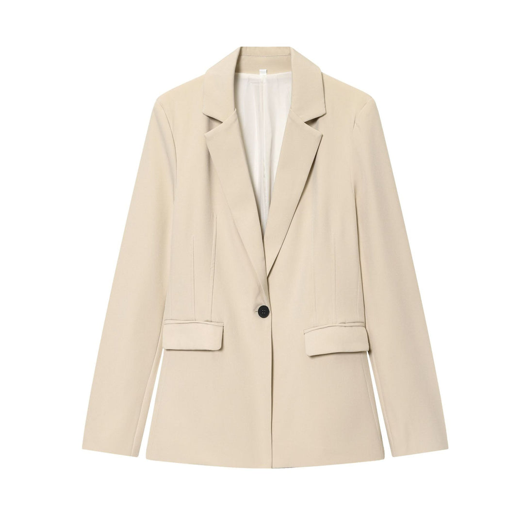 Damen nan schlanker Ein-Knopf Businessblazer mit Pattentaschen und definierter Schulterform Drune