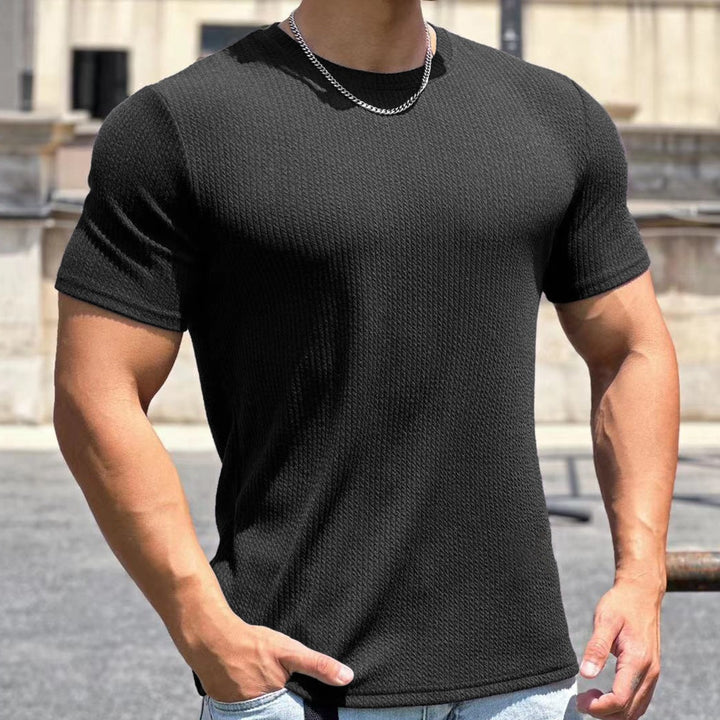 Herren strukturiertes T-Shirt in schlanker Passform mit Rundhalsausschnitt Drune