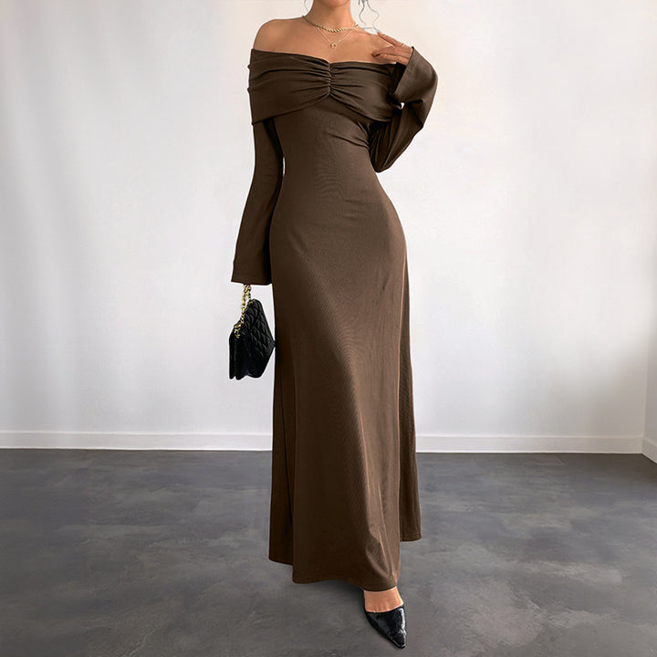 Damen Elegantes Off-Shoulder Maxikleid Drune