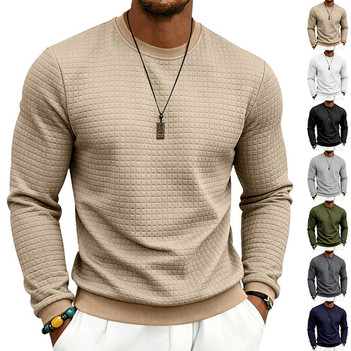 Herren Strukturiertes Rundhals-Sweatshirt mit Waffelstruktur und Rippbündchen Drune