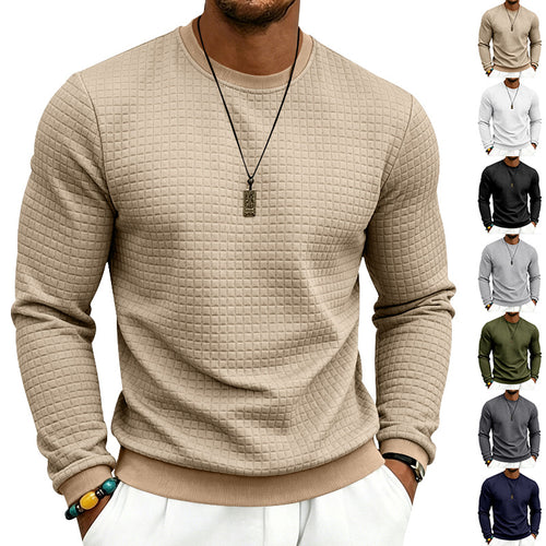 Herren Strukturiertes Rundhals-Sweatshirt mit Waffelstruktur und Rippbündchen Drune