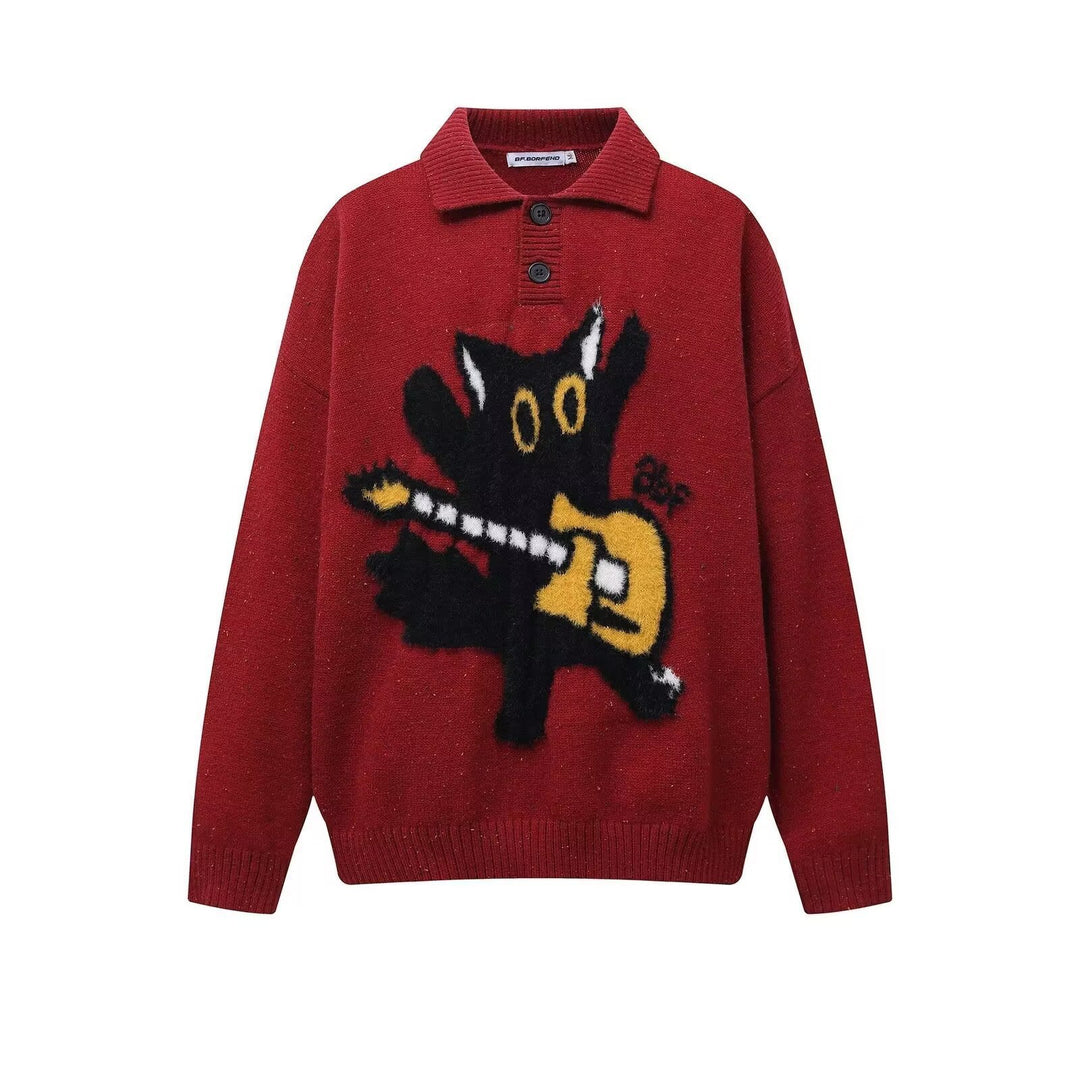 Herren Modischer Pullover mit Kunstmotiv Drune