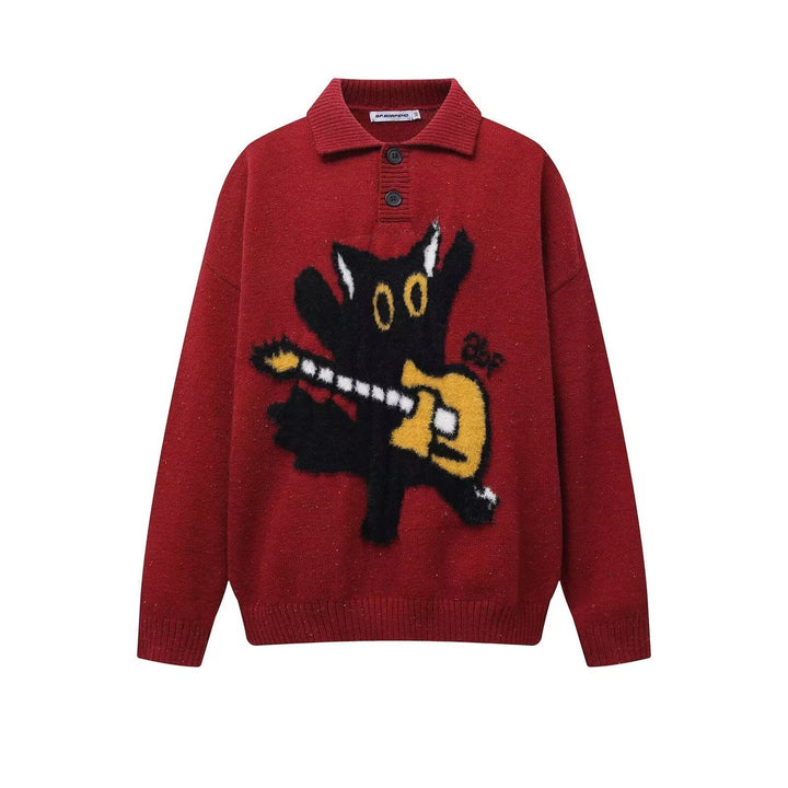 Herren Modischer Pullover mit Kunstmotiv Drune