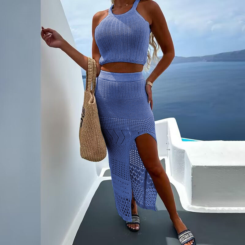 Damen luftiges gestricktes Deux-Pièces-Set Drune