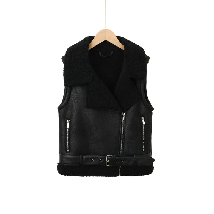 Damen Weste aus Kunstleder mit Fleece-Futter Drune