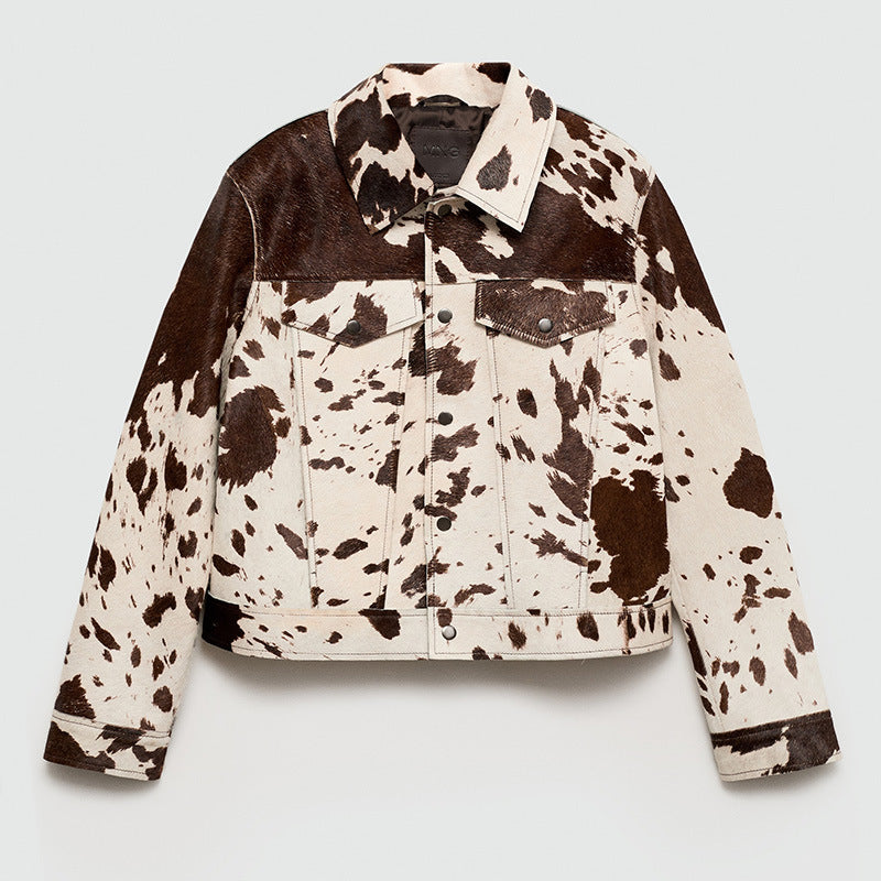 Damen Modische Lammfelljacke mit auffälligem Design Drune