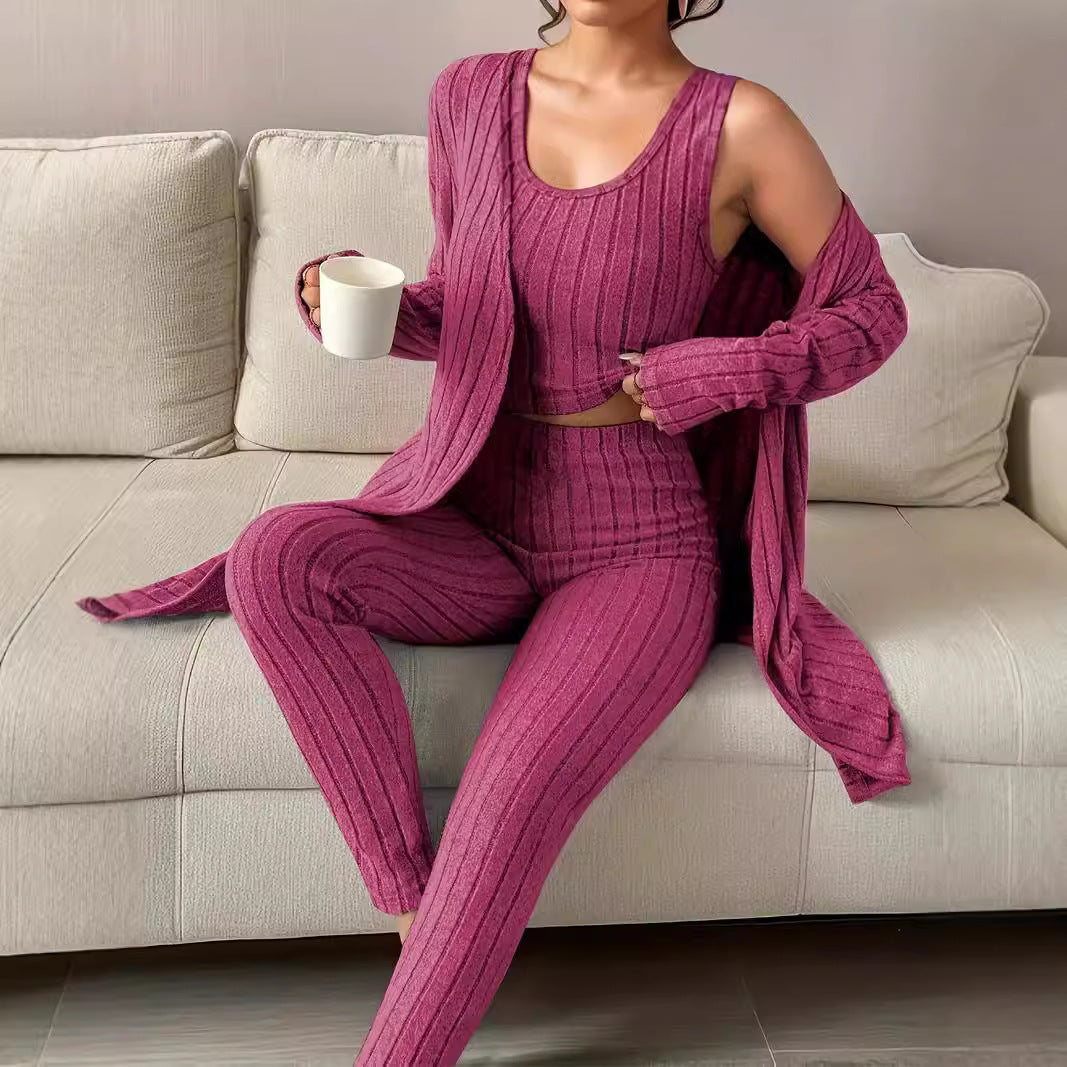 Damen komfortables Strick-Loungewear Set Drune