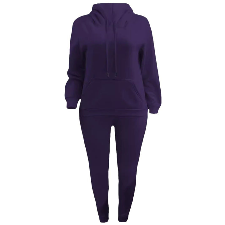 Damen nan kuscheliges Hoodie‑und Jogginghose Set mit hohem Kragen, Kängurutasche und tailliertem Bund Drune