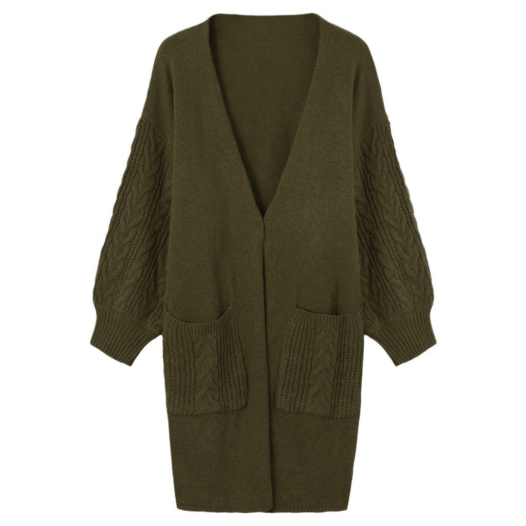 Damen Großer Strickcardigan mit voluminösen Ärmeln und praktischen Taschen Drune