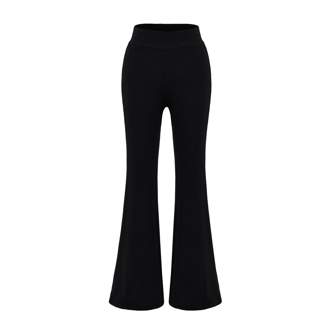 Damen High-Waist Flared Jersey-Leggings mit ausgestelltem Beinabschluss Drune