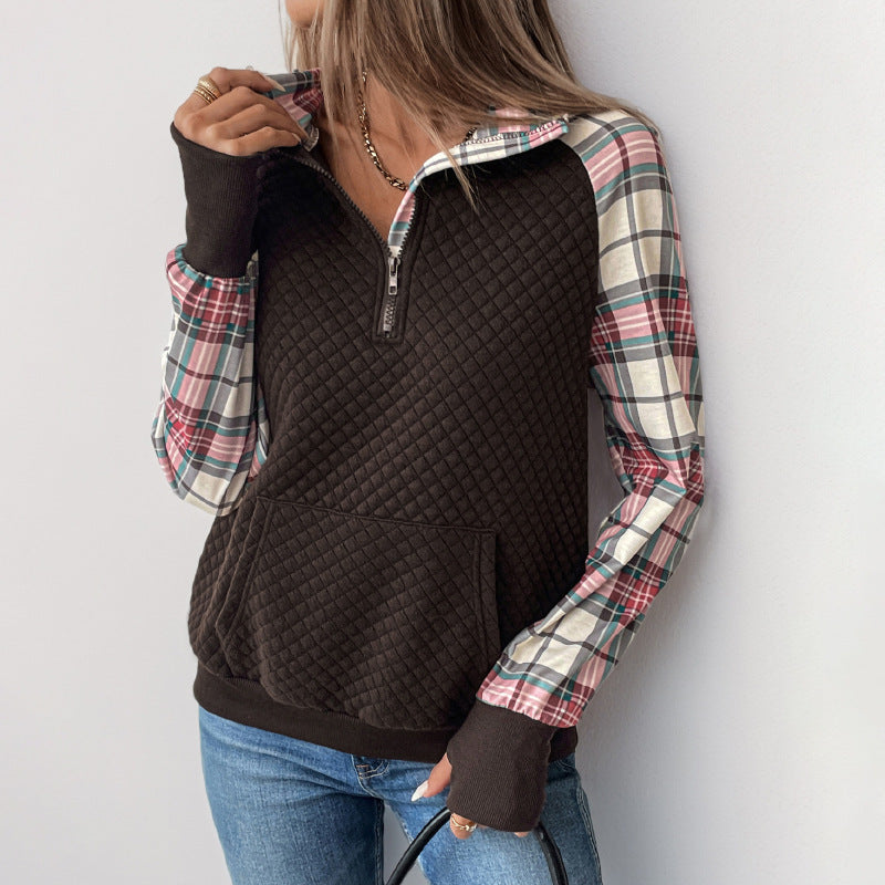Damen Sportlicher Pullover mit Karomuster Drune