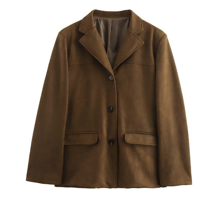 Damen schicke Blazerjacke aus weichem Material mit praktischen Taschen Drune