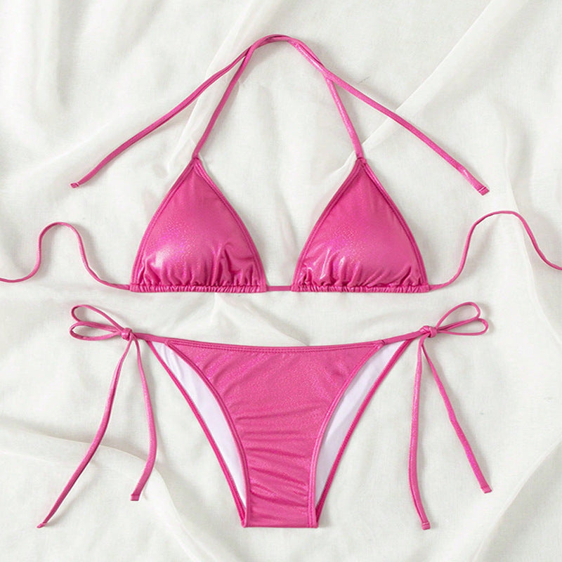 Damen Triangel-Bikini mit verstellbaren Bändern und glänzendem Finish Drune